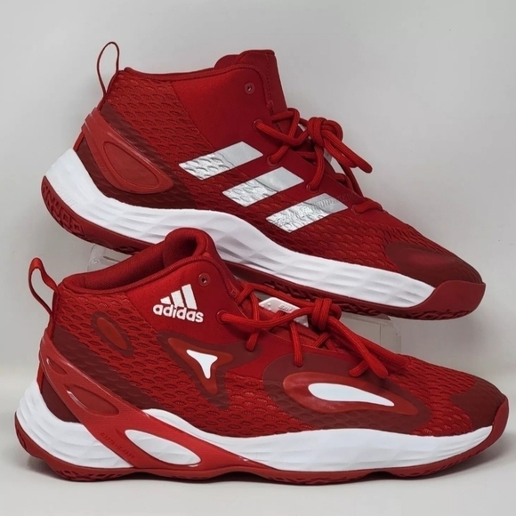 Adidas Exhibit A Sample Mens Size 12.5 Mid Basketball Shoes Red White GW7934 New